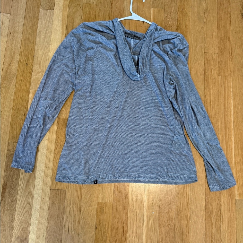 Vintage Hurley's men's long-sleeve hooded henley in a Heather Gray stripe large - Picture 8 of 9